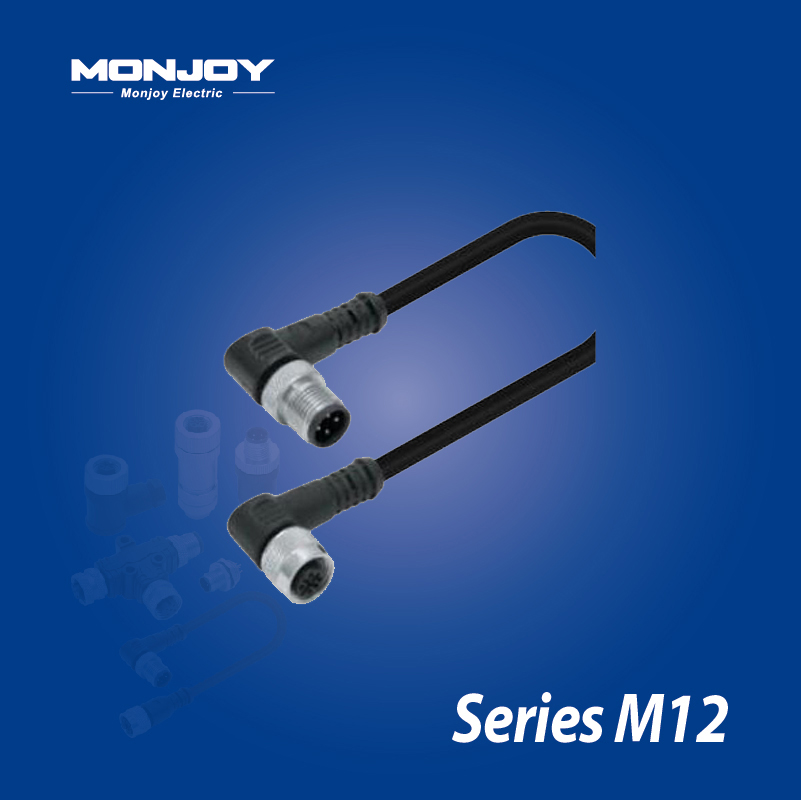 M12*1.0，A标准，弯式，针- M12*1.0，A标准，弯式，孔 屏蔽，浇铸电缆连接器