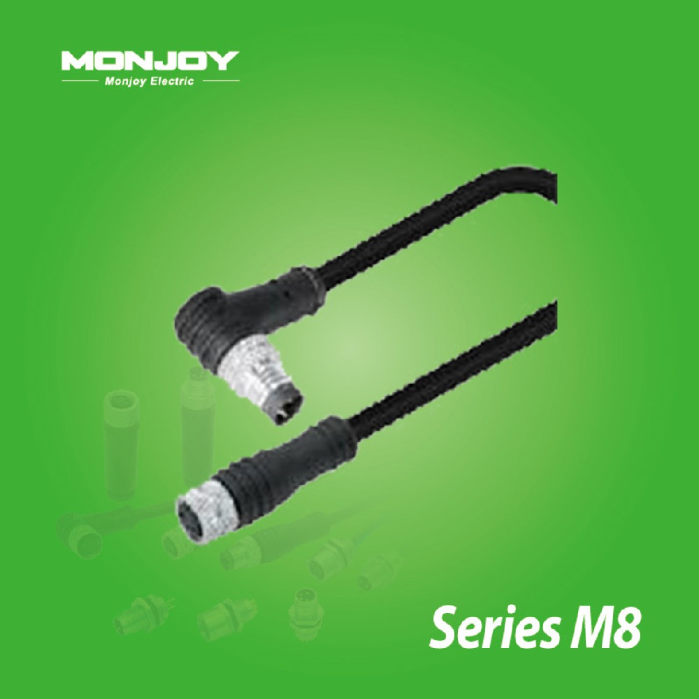 M8*1.0，弯式，针- M8*1.0，直式，孔 屏蔽，浇铸电缆连接器