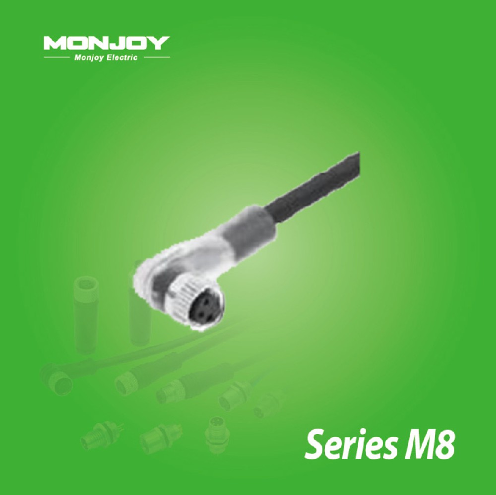 M8*1.0，弯式，孔，浇铸电缆连接器 LED（PNP)