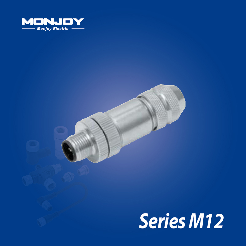 M12*1.0，D标准，直式，针， 螺钉接线，屏蔽，电缆连接器