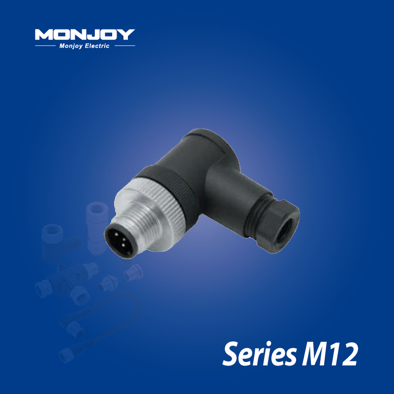 M12*1.0，D标准，弯式，针， 螺钉接线，电缆连接器