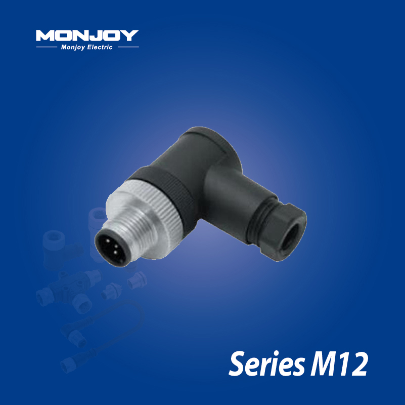 M12*1.0，B标准，弯式，针， 螺钉接线，电缆连接器