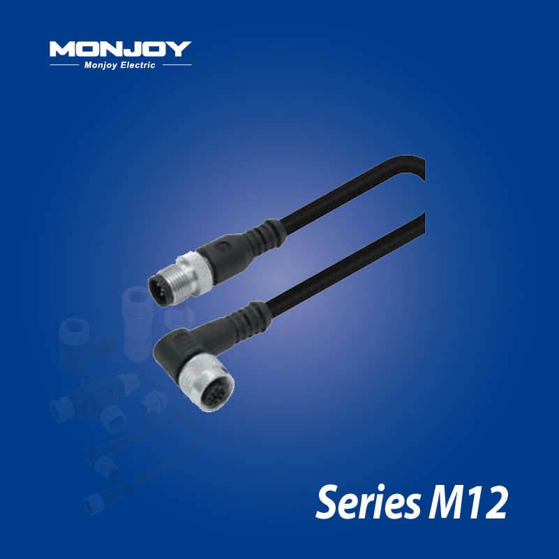 M12*1.0，A标准，直式，针- M12*1.0，A标准，弯式，孔 屏蔽，浇铸电缆连接器